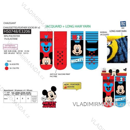 Socks 2pcs mickey mouse non-slip children adolescent boys (23-34) SUN CITY HS0748