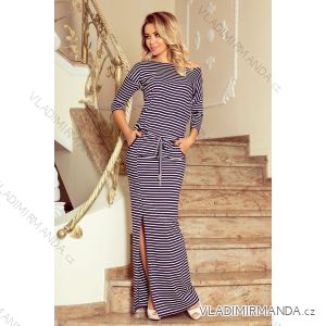 220-5 MAXI Sports Dress - White and Navy Blue Stripes
 NMC-220-5