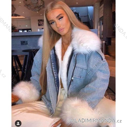 Jacket winter jeans with fur women's (s-xl) Polish moda JMK19035