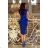 192-7 Elegant Midi Dress with Frill - Royal Blue
