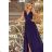 215-2 LEA Long Sleeveless Dress with Embroidered Cleavage - Dark Blue
