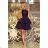 205-3 LAURA Flared Dress with Lace - Navy Blue
