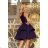 205-3 LAURA Flared Dress with Lace - Navy Blue

