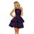 205-3 LAURA Flared Dress with Lace - Navy Blue
