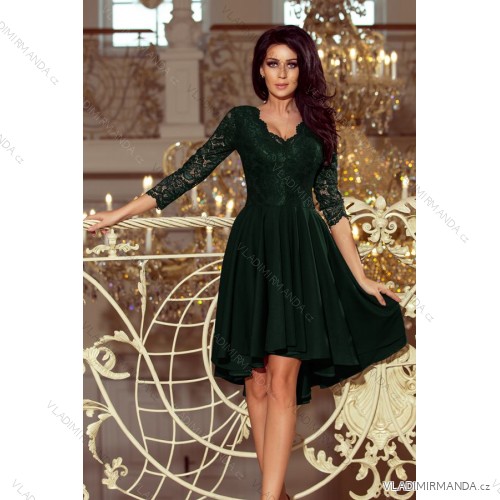 210-3 NICOLLE - lace neckline - dark green

