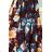 194-3 Long Dress with Frill - Black + Colorful Flowers
