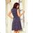 241-1 STELLA Dress with a neckline - dark blue in polka dots
