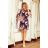 217-5 NEVA Trapezoidal Dress with Flared Sleeves - Black + Flowers
