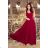 246-1 CINDY long dress with a neckline - burgundy
