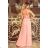 215-4 LEA Long Sleeveless Dress with Embroidered Cleavage - Pastel Pink
