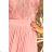 215-4 LEA Long Sleeveless Dress with Embroidered Cleavage - Pastel Pink
