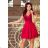 242-2 ANNA dress with lace - Burgundy color

