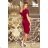 240-2 ROXI dress with asymmetrical skirt and belt - burgundy

