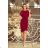 240-2 ROXI dress with asymmetrical skirt and belt - burgundy
