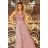 215-5 LEA Long Sleeveless Dress with Embroidered Cleavage - TAUPE
