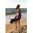 245-3 Long dress with frill and cleavage - red flowers
