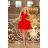 200-4 CHARLOTTE - Exclusive dress with lace neckline - RED
