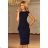 192-4 Elegant Midi Dress with Frill - Navy Blue
