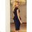 192-4 Elegant Midi Dress with Frill - Navy Blue

