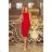 192-5 Elegant Midi Dress with Frill - RED
