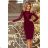 216-3 EMMA Elegant Pencil Dress with Lace - Burgundy color

