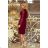 216-3 EMMA Elegant Pencil Dress with Lace - Burgundy color
