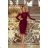 216-3 EMMA Elegant Pencil Dress with Lace - Burgundy color
