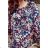 Blouse with tie - colorful flowers
