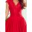 300-2 PATRICIA - long lace neckline dress - Red
