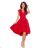 300-2 PATRICIA - long lace neckline dress - Red
