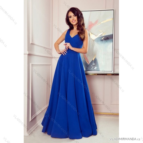 CINDY long dress with a neckline - classic blue
