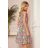 296-1 VICTORIA A trapezoidal dress with a colorful pattern
