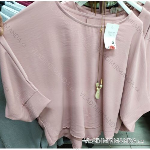 T-shirt 3/4 sleeve with sewn shirt women's with jewelery (uni s-m) ITALIAN FASHION IM720030