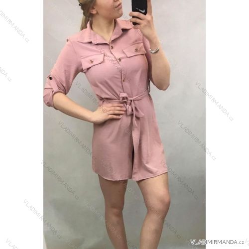 Shirt Dress with Belt 3/4 Long Sleeve Women (uni s / m) ITALIAN FASHION IM920106