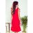 306-1 ROSITA Dress with bows on the shoulders and frill - red
