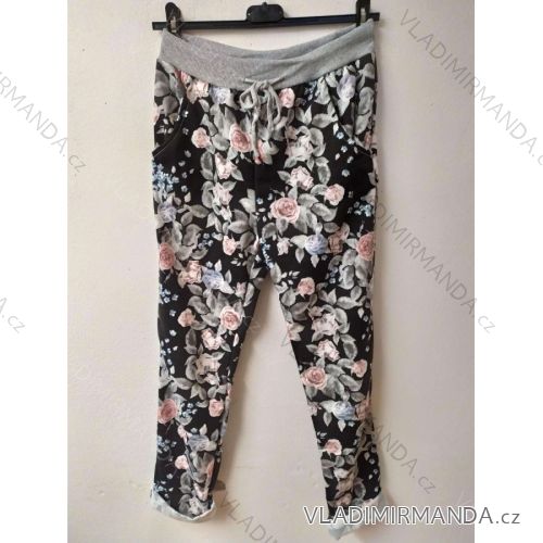 Women's tracksuit long black flowers (uni s / m / l) ITALIAN MODA IMD20073