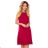 308-2 KARINE - Trapezoidal Dress with Asymmetrical Pleat - Red
