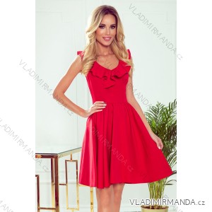 307-1 POLA dress with frills on the neckline - red
