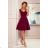 307-3 POLA dress with frills - Burgundy color
