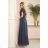 310-1 LIDIA long dress with neckline and frills - green
