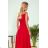 299-1 CHIARA Elegant Maxi Dress with Straps - Red
