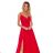 299-1 CHIARA Elegant Maxi Dress with Straps - Red
