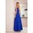 299-3 CHIARA Elegant Maxi Dress with Straps - Royal Blue
