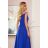 299-3 CHIARA Elegant Maxi Dress with Straps - Royal Blue
