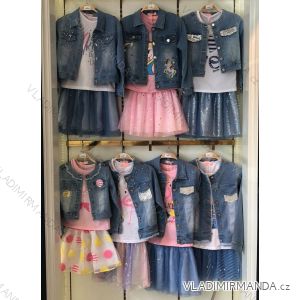 Set denim jacket, t-shirt and skirt for children youth girls (4-12 years) SEAGULL SEA20001