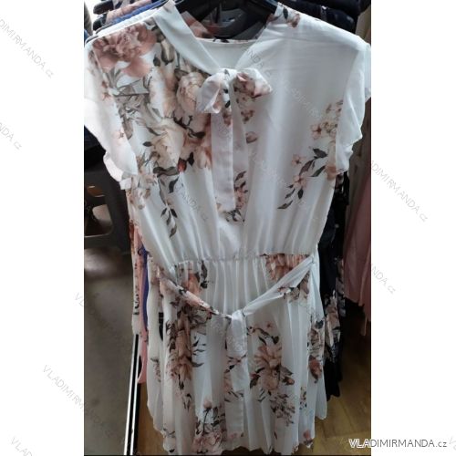 Women's Chiffon Short Sleeve Dress, Floral (UNI S-M) ITALIAN FASHION IM920156
