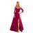 309-1 AMBER elegant lace long dress with a neckline - Burgundy color