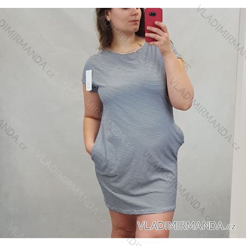 Classic Short Sleeve Dress Women's Stripe (Uni L / XL) ITALIAN FASHION IM520034