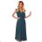 315-1 EMILY Pleated dress with frills and neckline - green