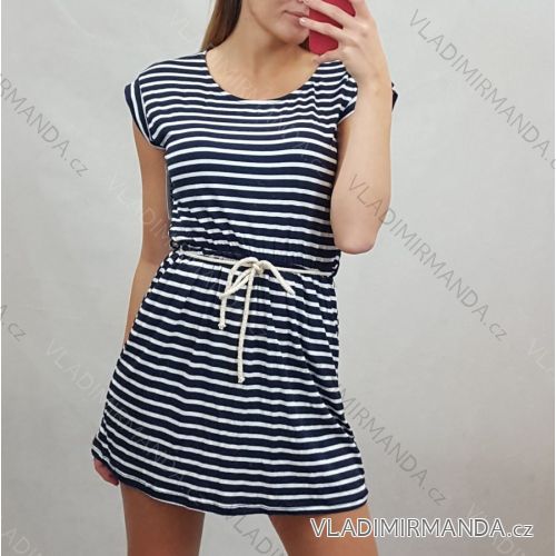 Summer short sleeve summer stripe dress with belt (uni s / m) Italian fashion IM620057